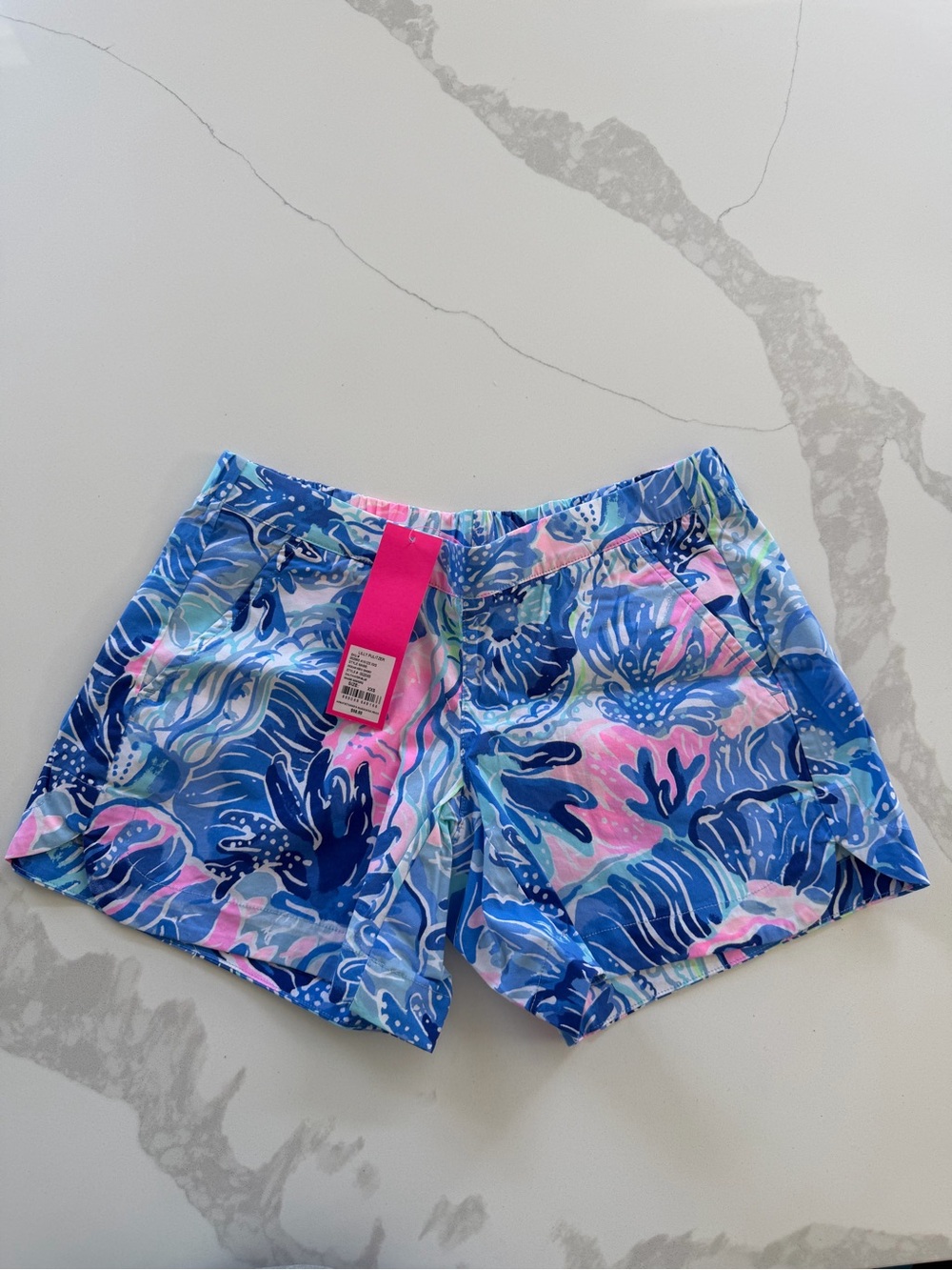 Women’s XXS Lilly Pulitzer Ocean View Saltwater Blue Under Sea Shorts